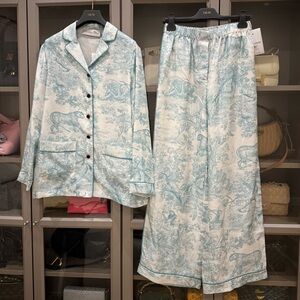 Dior Dioriviera Toile Blue Top + Pant SET